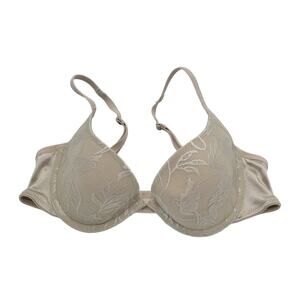 VTG Kmart Underwire Push Up Bra PINK Beige Floral Comfort Full Coverage Size 34B